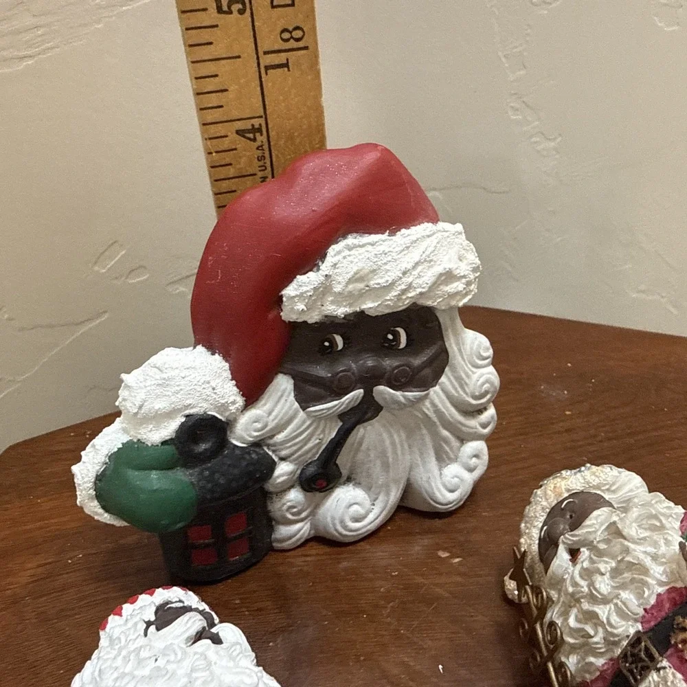 Vintage African American Black Santa Claus Plug In Night Light Lot of 3 WORKING